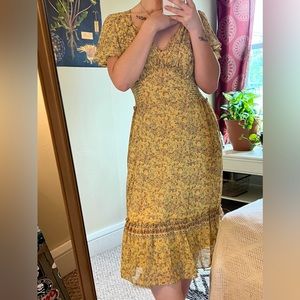 Midi Yellow Floral Dress